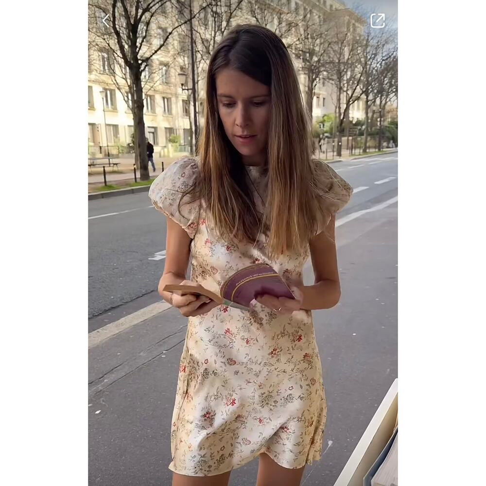 Doen Floral Mini Dress in Cream and Pink